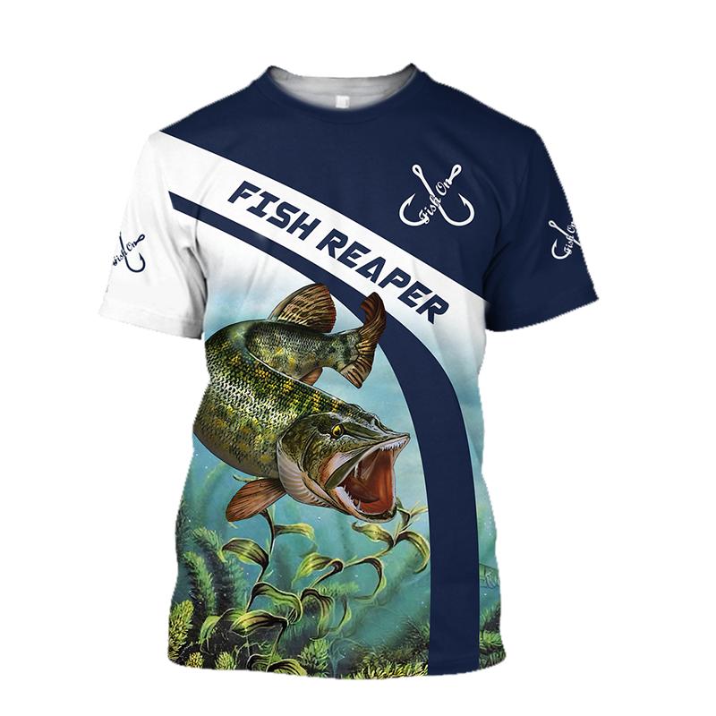 Pánská trička pro muže Rybářská grafika 3D tisk Letní topy Krátký rukáv Crewnack Móda Ležérní Nadměrná trička Košile
