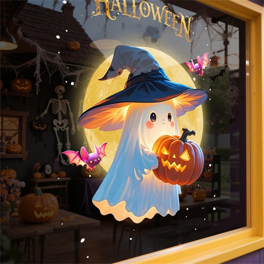 Halloween Decorative Window Stickers, Cute  Pumpkin Glass Stickers, Window Dressing, Festive Atmosphere