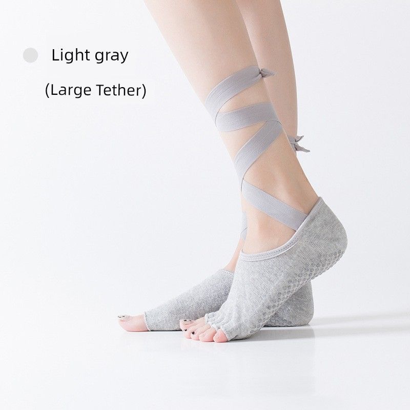 

Носки из гребенного хлопка на шнуровке с открытым носком и пятью пальцами, носки для пилатеса, фитнеса, амортизирующие, с раздельным носком, носки для йоги, дышащие, профессиональные, нескользящие Light gray
