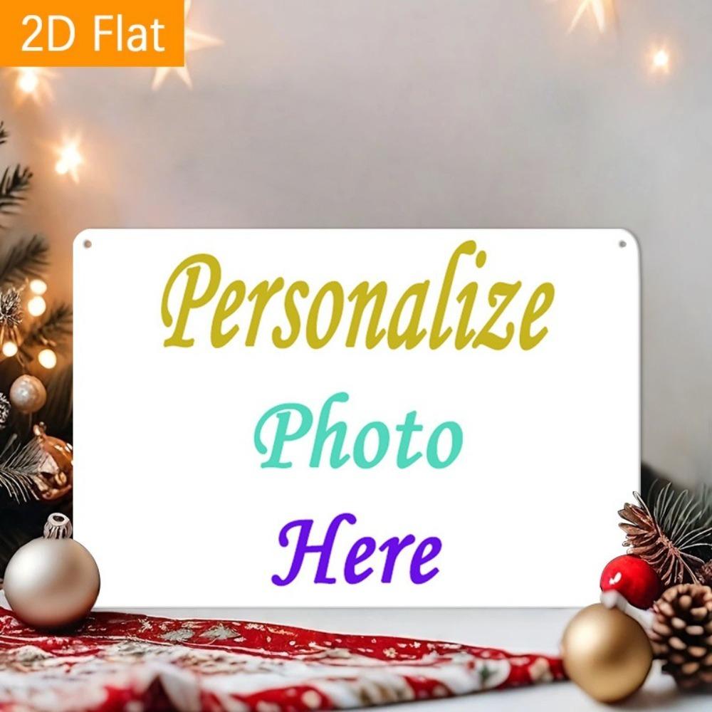 Custom 2D Flat Tin Plaque, 1pc Pre-drilled Corner, Personalized Photo Gift for Anniversary Birthday Home Wall Decor