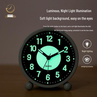 שעון מעורר LED מתכתי שקט זוהר בגודל 4.5 אינץ' - שעון לילה לסטודנטים