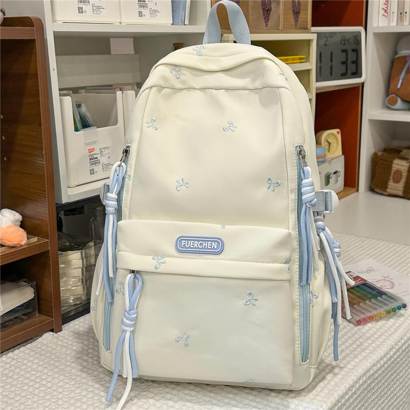 Bow Student Schoolbag Large Capacity Backpack белый