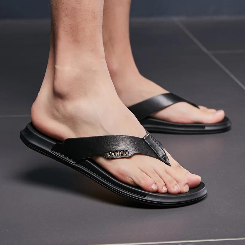 Pánské žabky móda plážová pantofle pravá kůže ležérní letní obuv žabky léto outdoorové balonky prodyšné pantuflaky