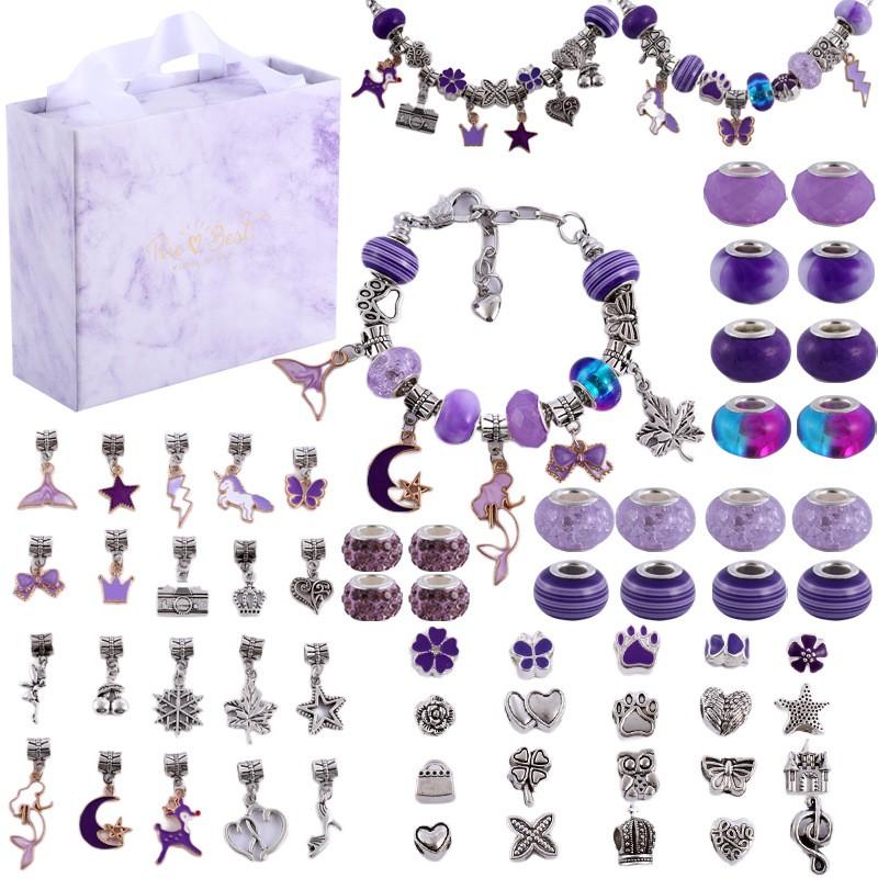 DIY Crystal Bracelet Kit Kids Colorful Unicorn Themed Handmade Jewelry Set With Alloy Charms Heart Butterfly Bow Star Letters