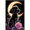 A 5D Diamond Painting Kit Featuring a Dog And Roses, Perfect for Unique Full Diamond Mosaic Crafts. This Handmade Art Gift Is Ideal for Holiday Party 