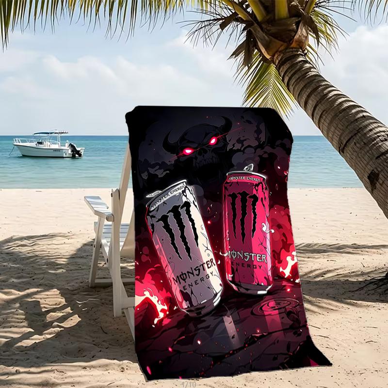 Strandtuch mit Monster Energy LOGO Muster - weich, saugfähig, maschinenwaschbar Leicht&Modern, Schwimmen, Reise-Essentials