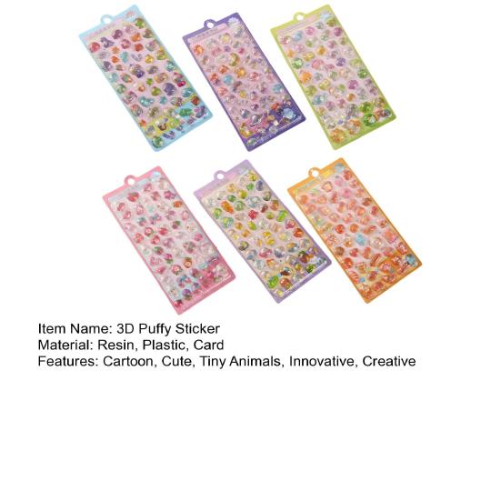 Cute 3D Puffy Stickers Kawaii Resin Animal Cartoon Sticker Tiny DIY Stickers for Scrapbooks Laptops Water Bottles