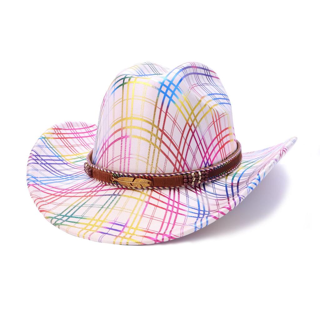 Hot Sale Colorful Western Cowboy Hat One-Word Hat Top Jazz Hat Festival Party Party Top Hat