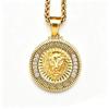 European and American Jewelry  Diamond-encrusted Lion Head Round Brand Pendant Necklace 2026 Men's Fashion Personality Party Wear Accessories