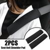 Black Plush Car Seat Belt Shoulder Soft Ice Silk Universal Plush Seat Belt Protector All-Season Car Accessories