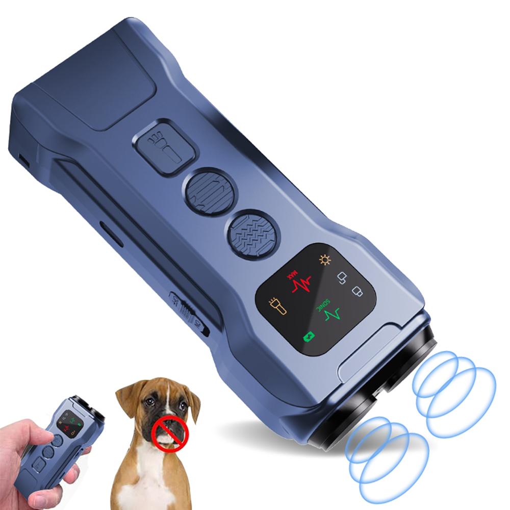 Dual Head Ultrasonic Dog Repeller 5V 500MA Dog Repellent Portable Dog Trainer Anti-Barking Training Device with LED Flashlight