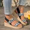 EVA Leopard Print Women's Wedge Sandals - Plus Size, High-Heeled Platform for Summer Fashion