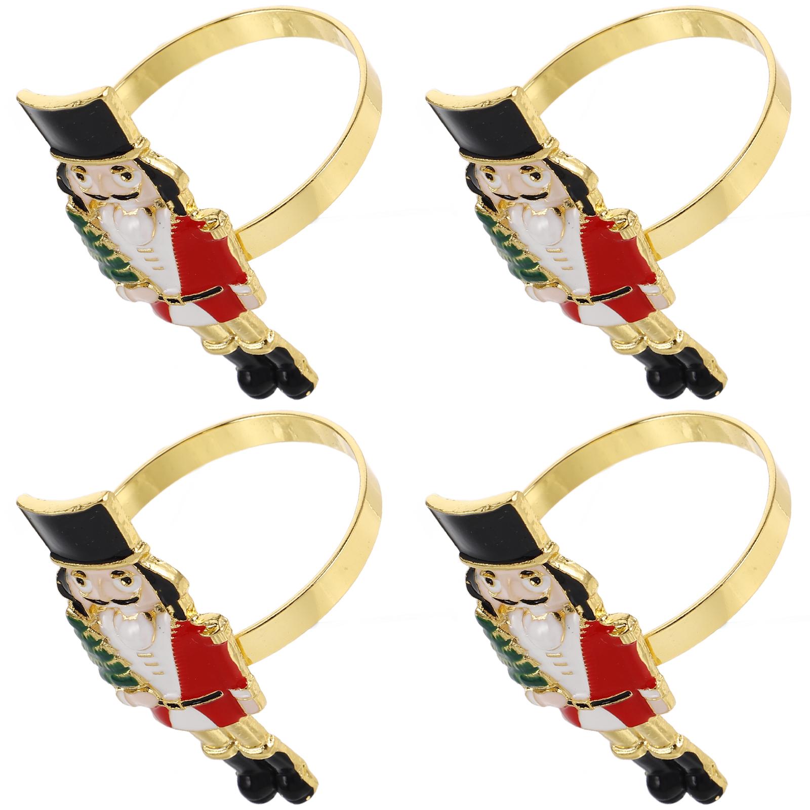 

4 шт. Пуговицы для салфеток «Солдат-грецкий орех» Праздничные украшения для вечеринки (4) 4 шт. Кольца Щелкунчик Аксессуар Грейс Сплав Пряжка Банкет 6.00X2.10X2.10CM