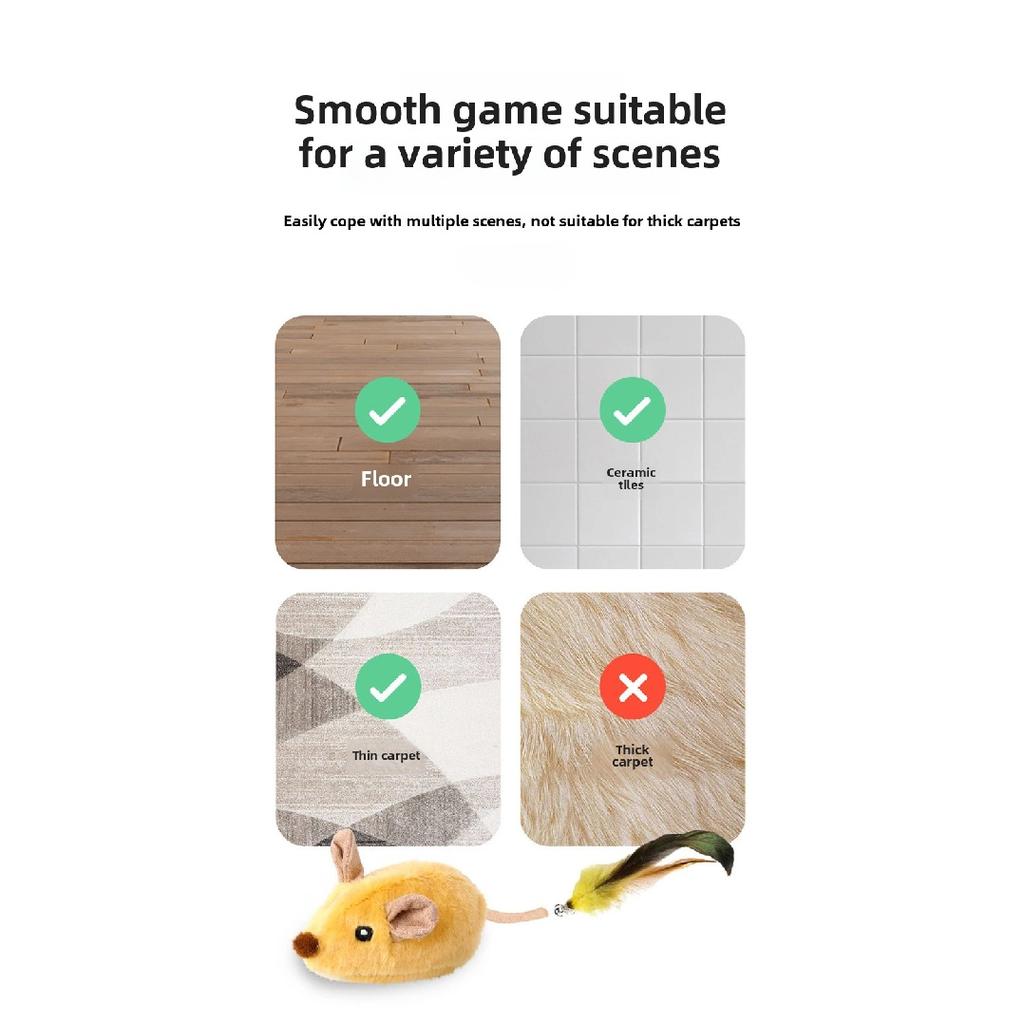 Automatic Sensing Moving Mouse Interactive Cat Toys Electronic Remote Squeaky Cat Toy For Kitten USB Rechargeable Pet Plush Toy