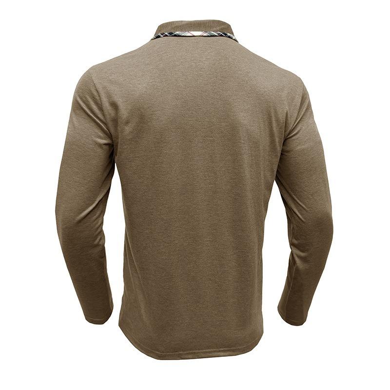 Mens Long Sleeve Lapel Casual Polo Shirt Daily Tops
