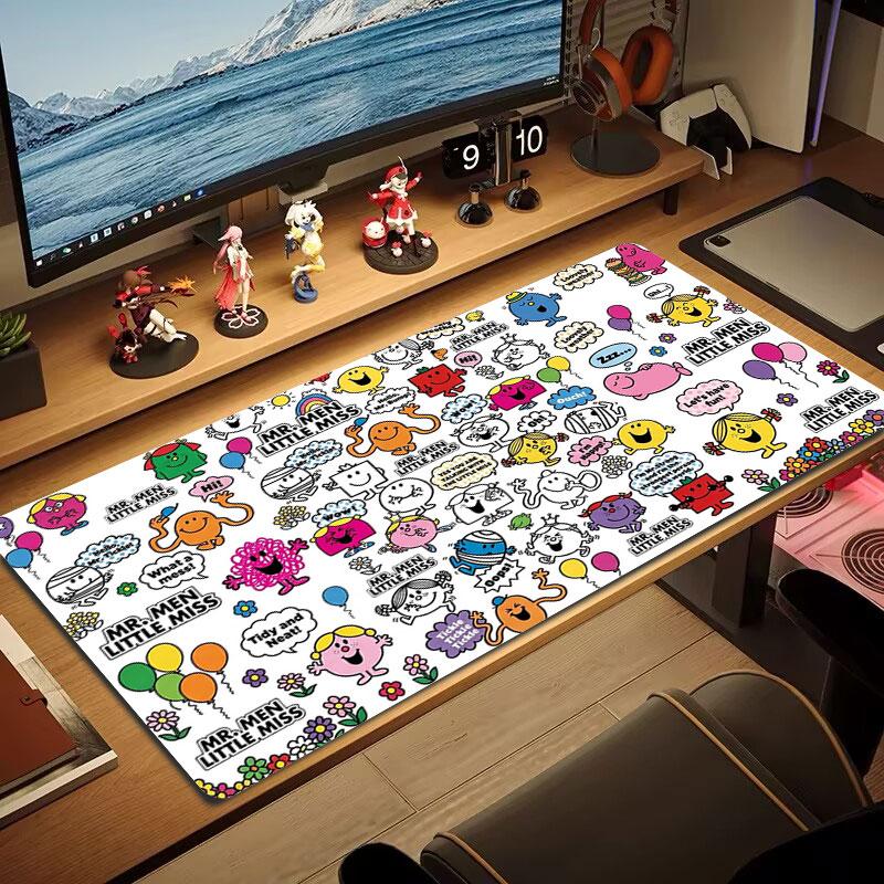 Mr. Men Little Miss Large Size Mouse Pad Large Gaming Table Cushion Non-slip Laptop Tablet Big Mousepad XXL Mat Mini PC Playmat With Lock edge