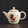 200ml Chinese Antique Pottery Ceramic Teapots Hand Painted Cock Tea Pot Household Kettle Travel Portable Tea Set Accessories