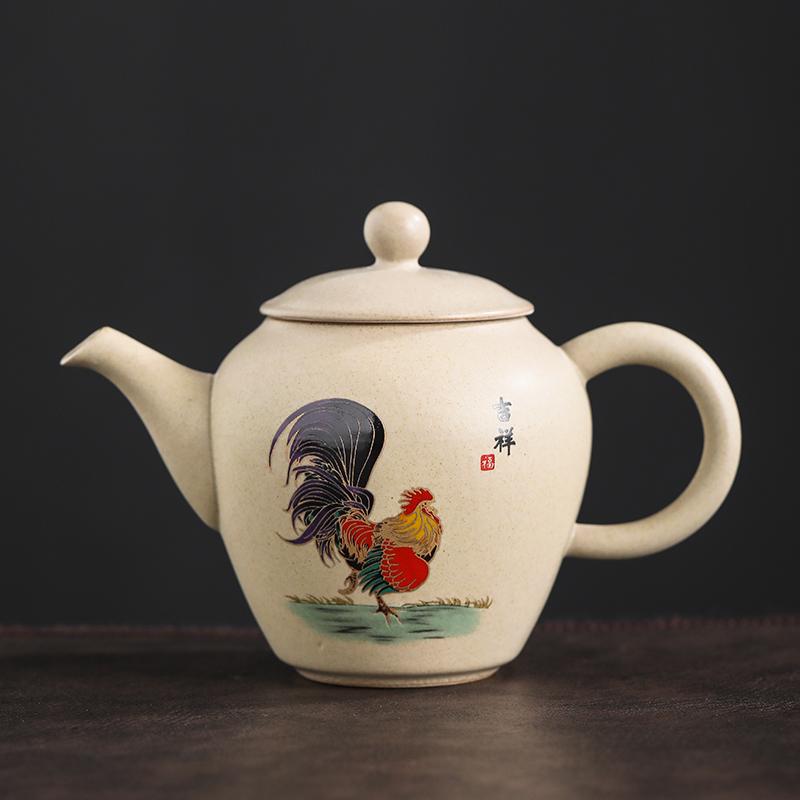 200ml Chinese Antique Pottery Ceramic Teapots Hand Painted Cock Tea Pot Household Kettle Travel Portable Tea Set Accessories