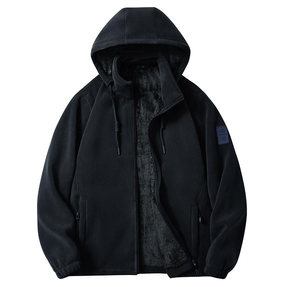 New Autumn and Winter Warm and Cold-proof Hooded Fleece Thickened Fleece Jacket for Men and Women