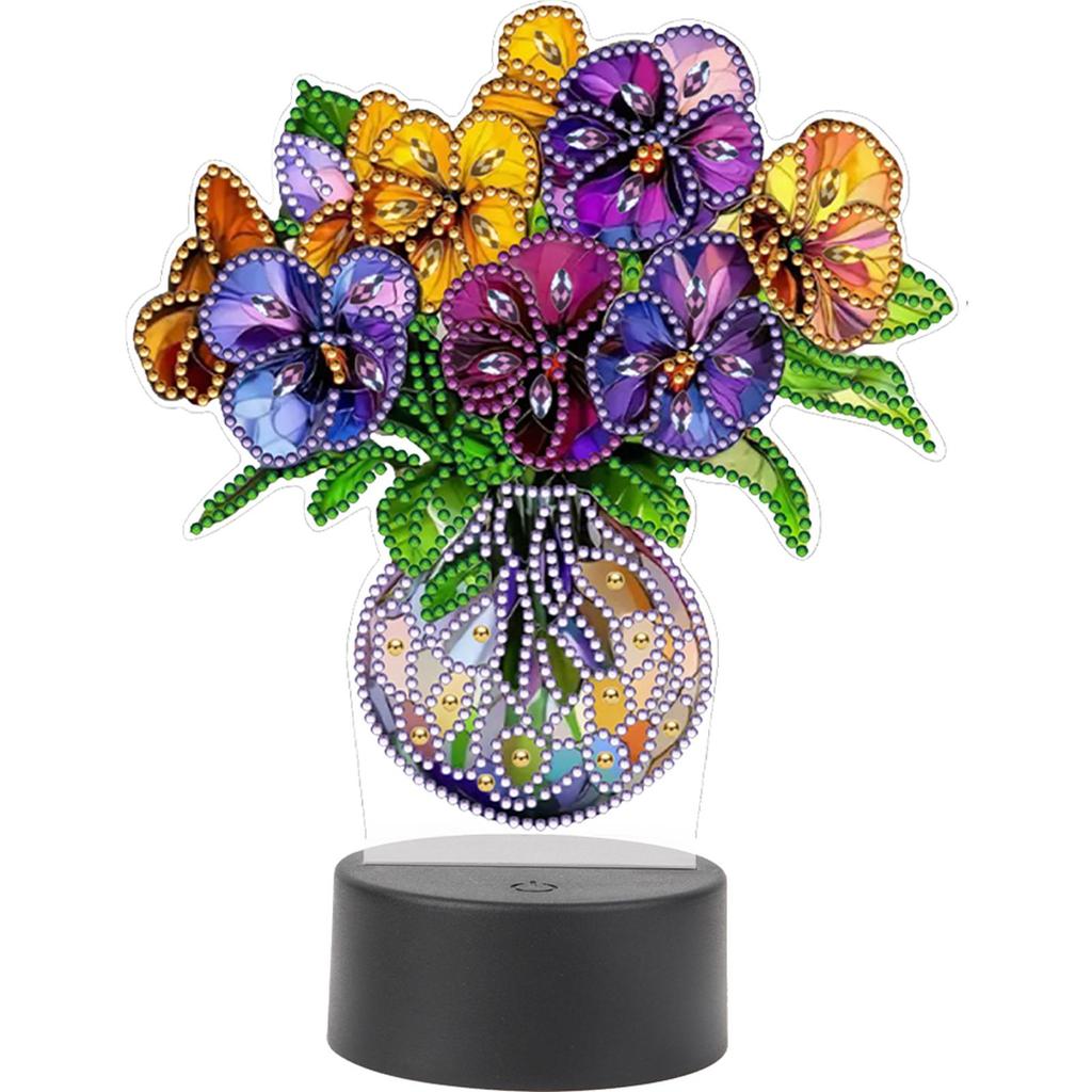 Acrylic Double Sided Vase Decorative DIY 5D Diamond Lamp Diamond Painting Night Light Diamond Art Light Ornaments for Art Crafts