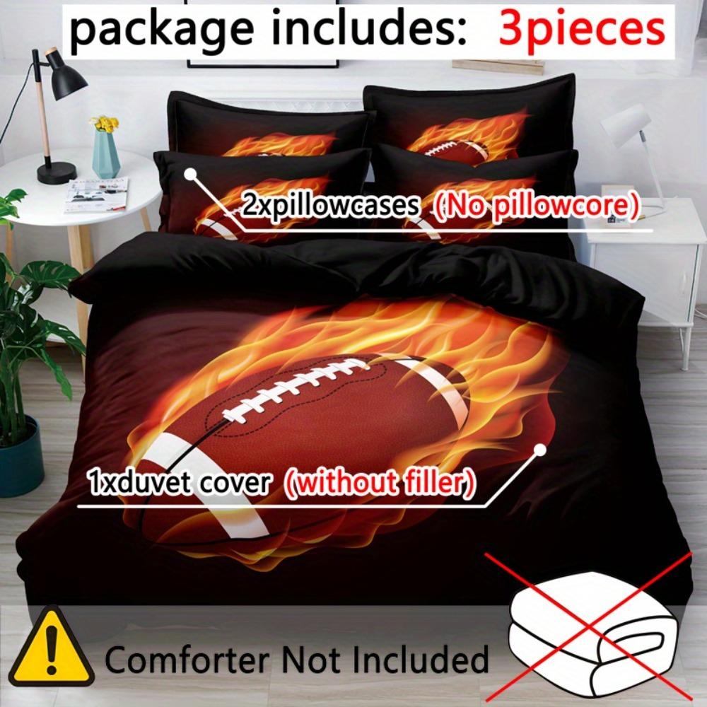 Set Biancheria da Letto 3 Pezzi Rugby Football Americano Stampato 3D Copripiumino Accogliente Morbido Dimensioni King Queen Twin Regalo di Compleanno Decorazione Camera da Letto Ragazzi