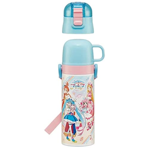Skater Children's Stainless Steel Water Bottle 2-Way Direct Drinking 470ml Cup Drinking 430ml Expanding Sky PreCure Child-friendly Lightweight Type Gi