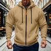 Felpa con cappuccio da uomo invernale foderata con zip, Felpa con cappuccio casual spessa, Giacca