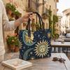 Boho Sun Moon Print Tote Bag Large Casual Shoulder Handbag for Daily Use