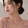 Adjustable Heart Beaded Necklace Ornaments Collarbone Chain  Girls Couple Gift