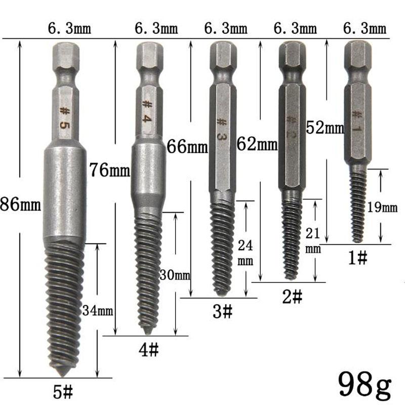 Hexagonal Handle Broken Head Screw Extractor 60mm Black Quick Release Electric Six Broken Wire Extractor Set