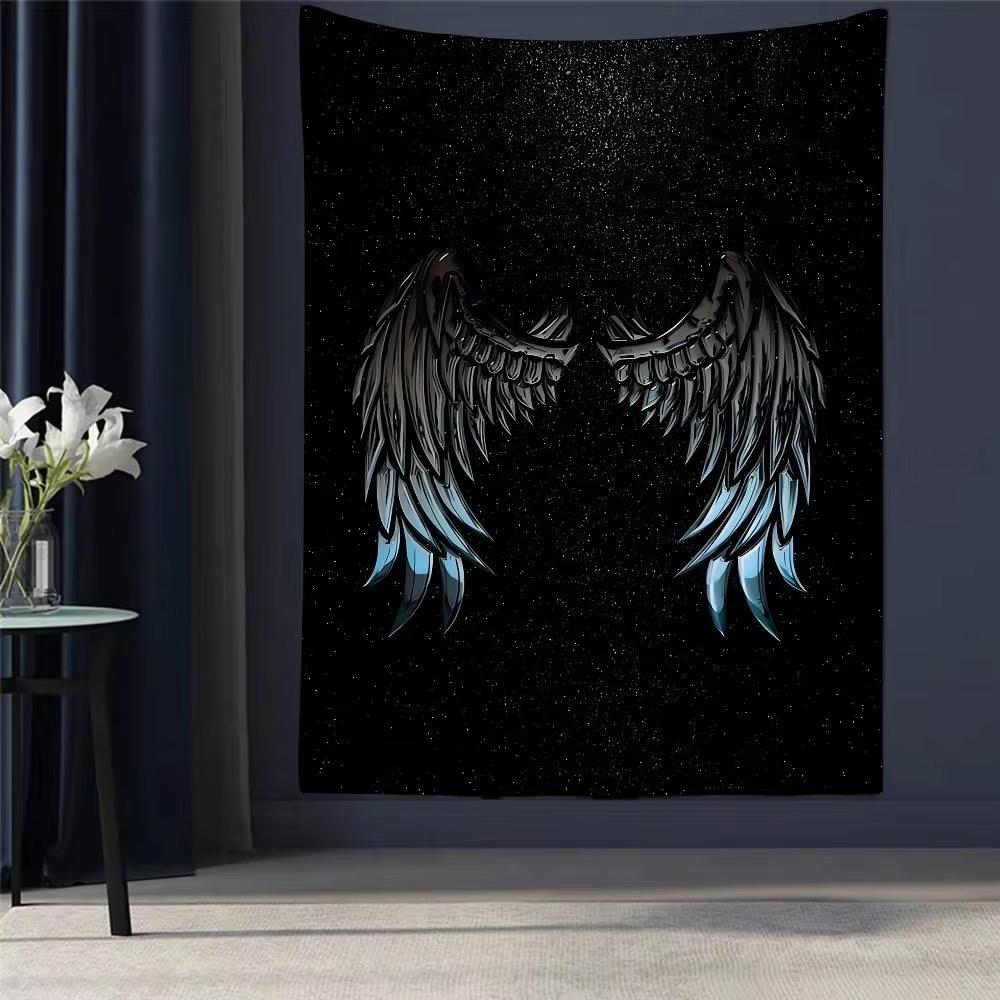 Black White Angel Wings Printed Large Wall Tapestry Cheap Hippie Wall Hanging Bohemian Wall Tapestries Mandala Home Decor