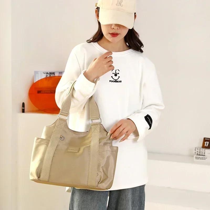 Solid Zipper Ladies Shoulder Travel Crossbody Bags for Women Nylon Large Capacity Bag