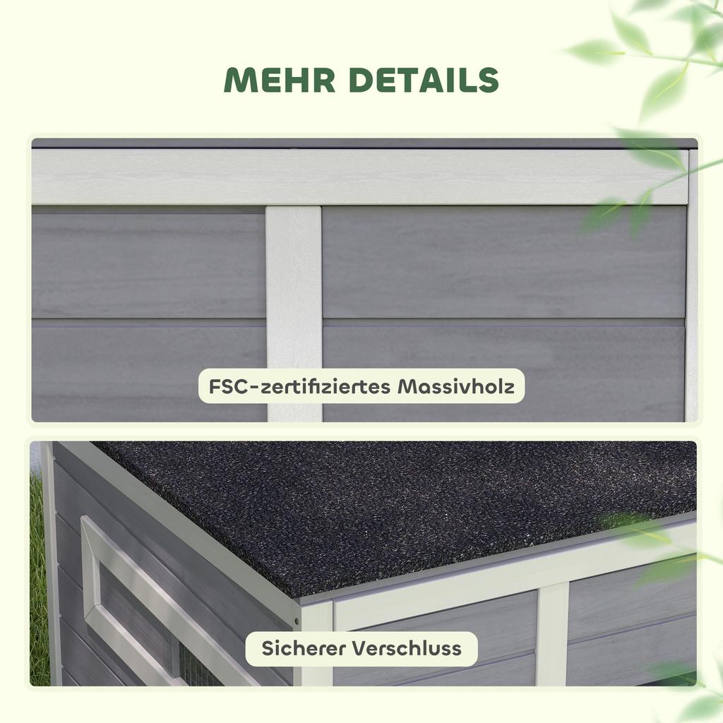 Duck Coop, Weatherproof Wooden Duck House with Removable Floor, Sliding Window, Hinged, Asphalt Roof, 93 X 70 X 72 Cm, Grey