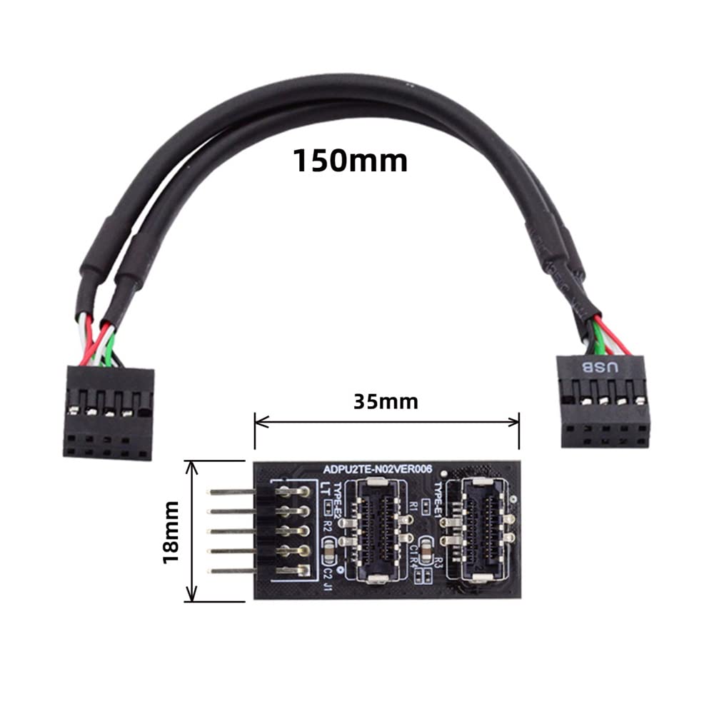 cablecc Dual USB Front Panel Socket to USB Mainboard Header Male Cable Extension Adapter 3.1 Key-A Type-E 2.0 9-Pin 10-Pin