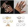 Liquid Lavas Butterfly Rings Set 7 Pieces Trendy Elegant Styles Jewelry Accessory Decoration for Women Daily Use