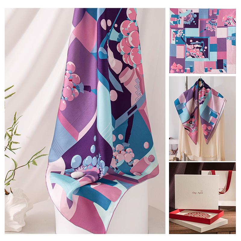 Summer new mulberry silk silk scarf women's outer scarf shawl square scarf versatile cross-border