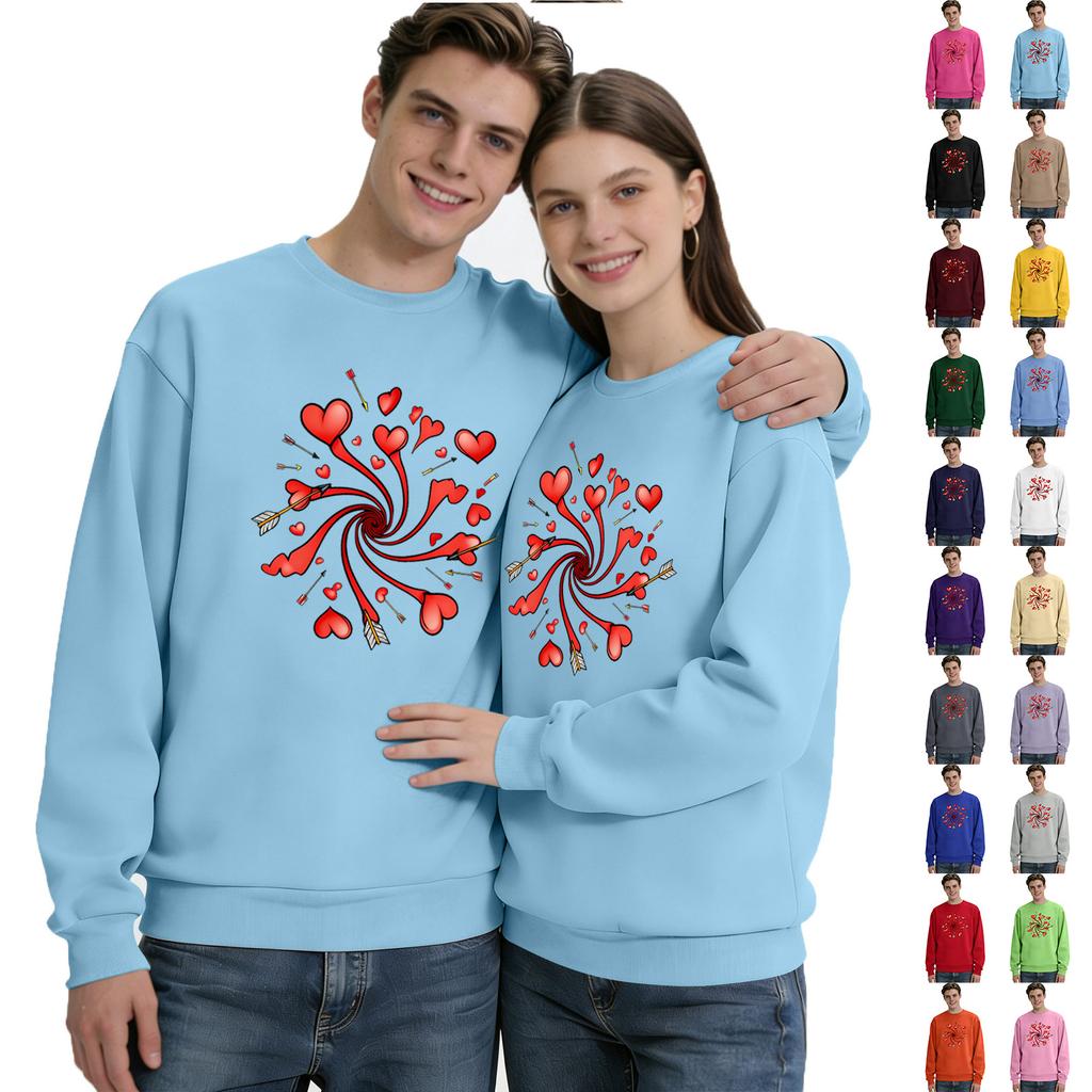Men's Round Neck Long Sleeve Top, Unisex, Couple Casual Sports Top