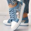 Women's Floral Mesh & Synthetic Cover Casual Sneakers - Breathable Low-Top Lace-Up Round-Toe Spring Shoes with PU Sole for Casual Attire