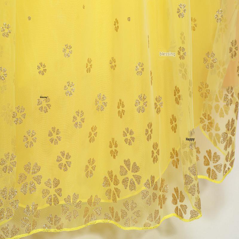 Girls' Summer Puff Sleeve Princess Dress - Snow White & Frozen Theme Net Yarn Dress