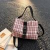 Large Capacity Casual Crossbody Bag Work School Daily Use Vintage Plaid Moto Style Shoulder