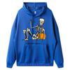 Halloween Is Good and Life Pumpkin Skeleton Halloween Cute Blank Hoodies Polyester Fiber Men's Oversize Long Sleeve Alphabet
