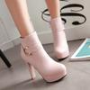 Elegante Kurze Stiefel Frauen Schuhe Herbst Winter frauen Stiefeletten Plattform Süße Schwarz Weiß Rosa Heel Party Schuhe Damen