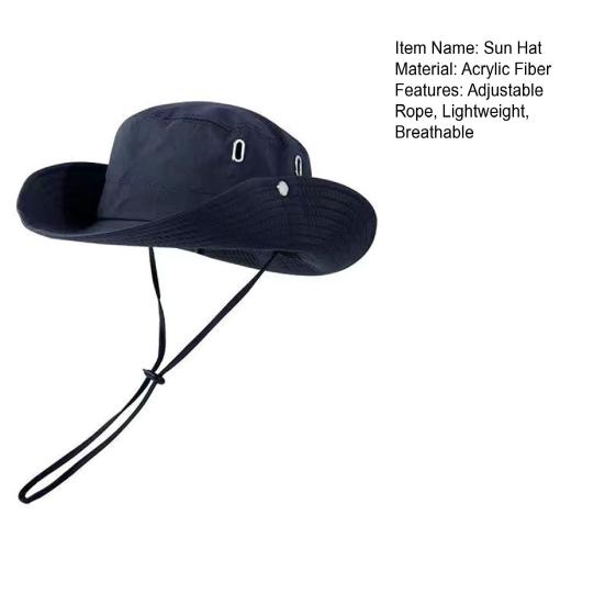 Sonnenhut für Herren Damen Breiter Rand Anglerhut Verstellbares Winddichtes Seil Sonnenschutzhut Atmungsaktiver Sommerhut für Outdoor Reisen Wandern Camping
