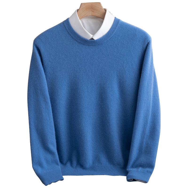 Men's Autumn/Winter Pure Wool Round Neck Loose Fit Cashmere Sweater - Youth Fashion