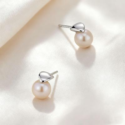 Hypoallergenic S925 Sterling Silver Needle White Copper Shi Jia Pearl Stud Earrings for Women