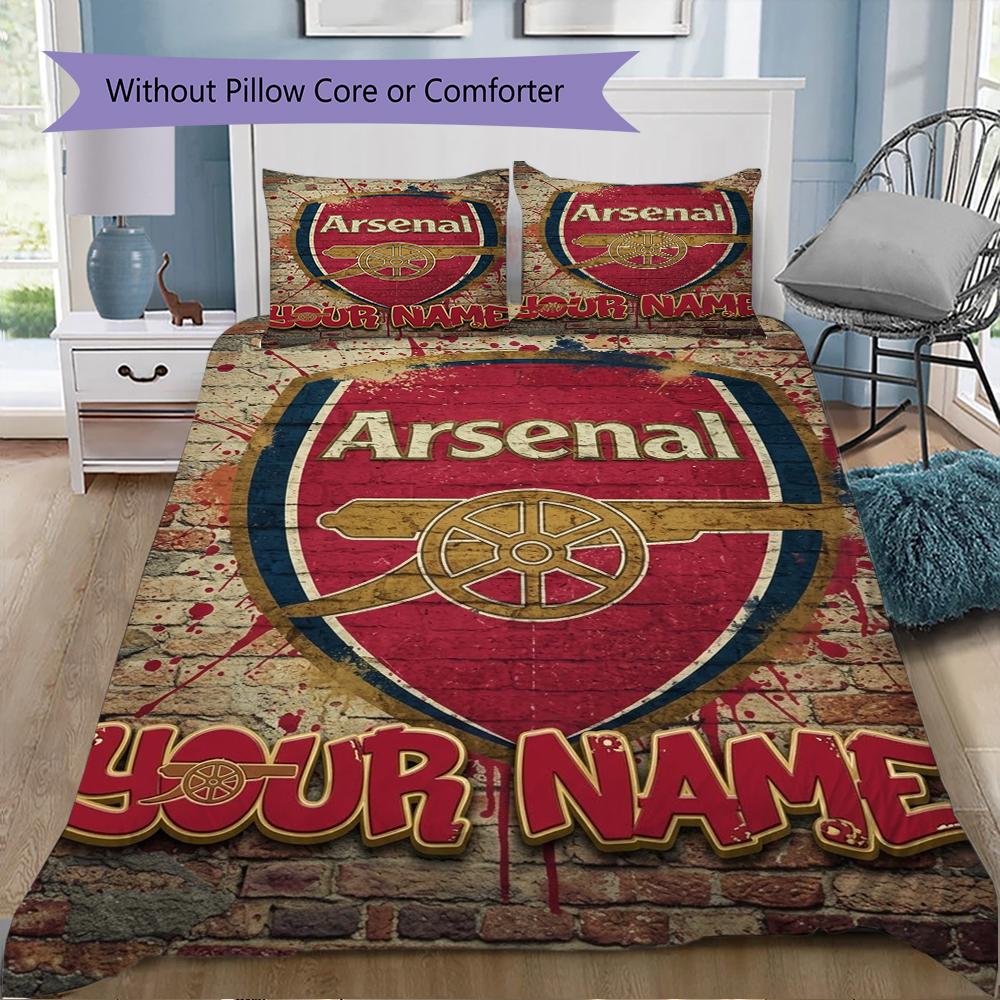 Custom Name Arsenal Pattern Bedding Uilt Set Uilt Cover Pillowcase Home Decoration Birthday Gift (1*duvet Cover+2*pillowcase Without Core)