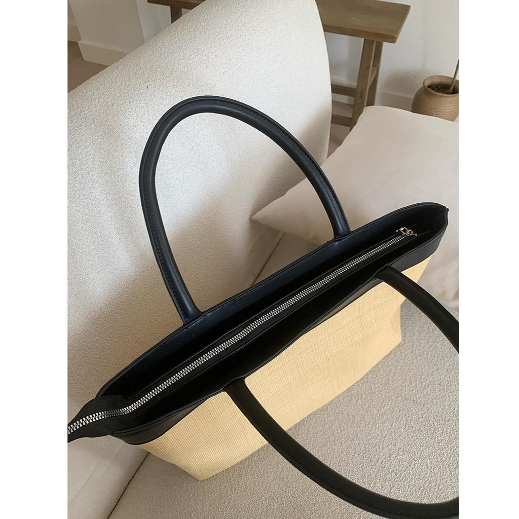 Luxury Design Straw Woven Tote Bags For Women Large Capacity Shoulder Beach Bag Pure Color Summer New Big Shopping Handbag 2024