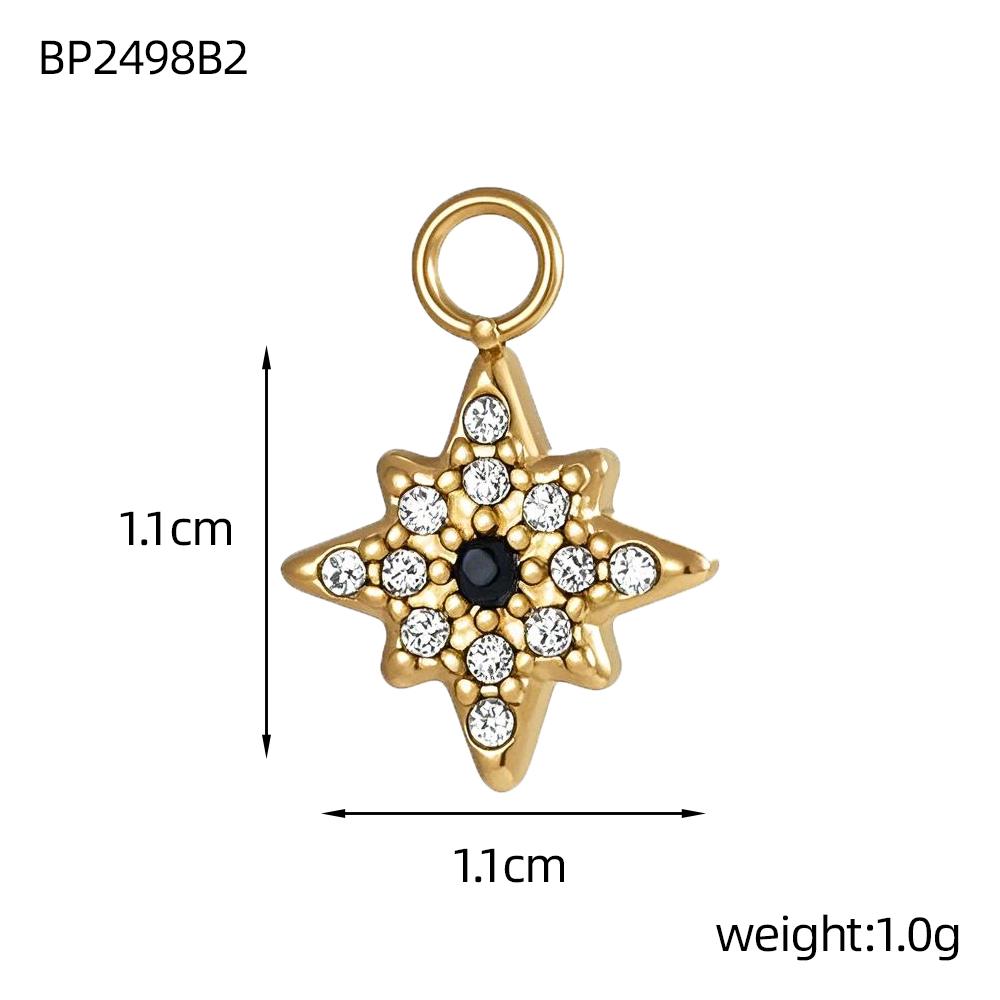 CARLIDANA DIY Handmade Moon Stars Colorful Zircon Accessories Charm Stainless Steel Gold Plated Pendant Fashion Jewelry Necklace