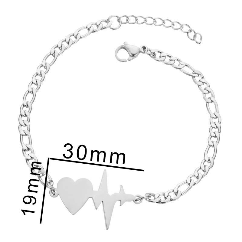 Retro Heartbeat Tassel Bracelet: Women's Minimalist Stainless Steel Heart Geometric Design