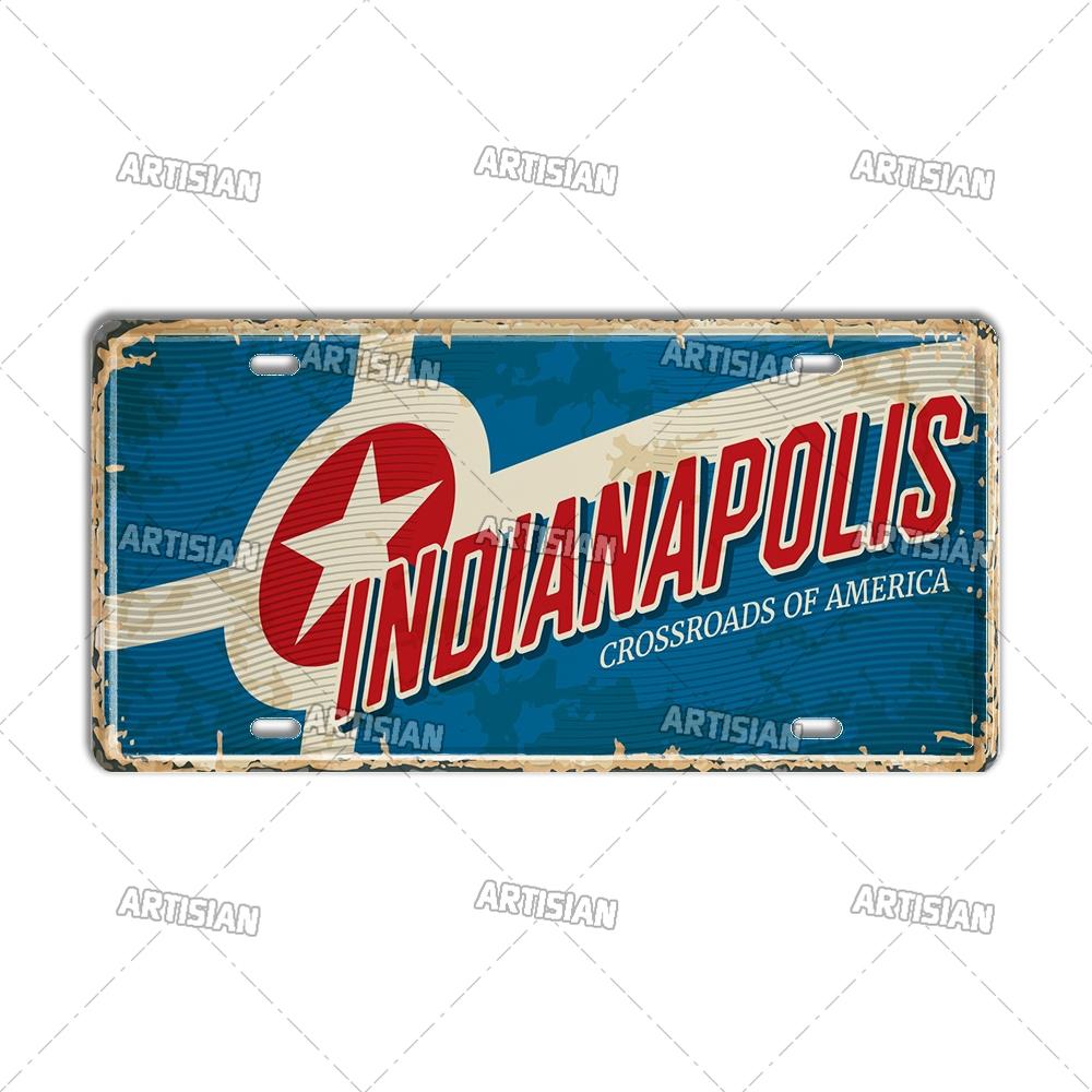 USA License Plate Landmark Metal Wall Sculpture|US City/State Design,Tin Plaque,Halloween&Christmas Gift,Garage/Bar/Cafe Decor